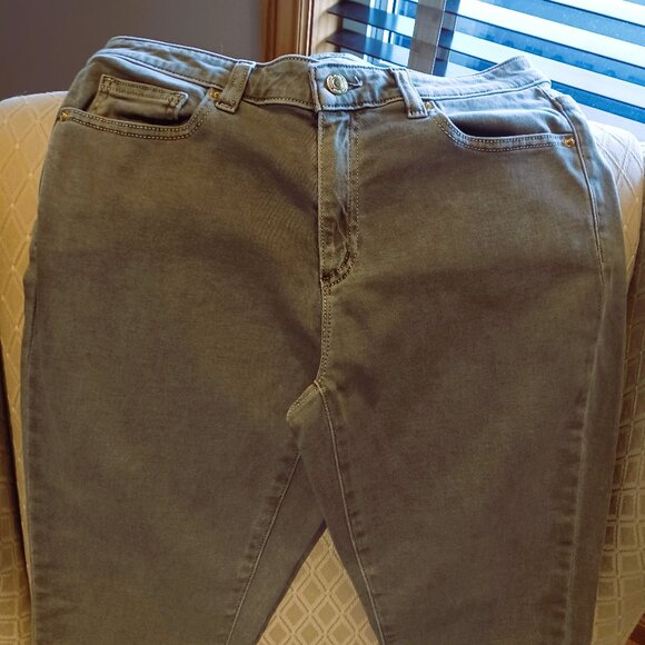 MK Michael Kors Olive Safari Khaki Green Jeans Sz 8 Mid rise skinny EUC - Picture 9 of 10